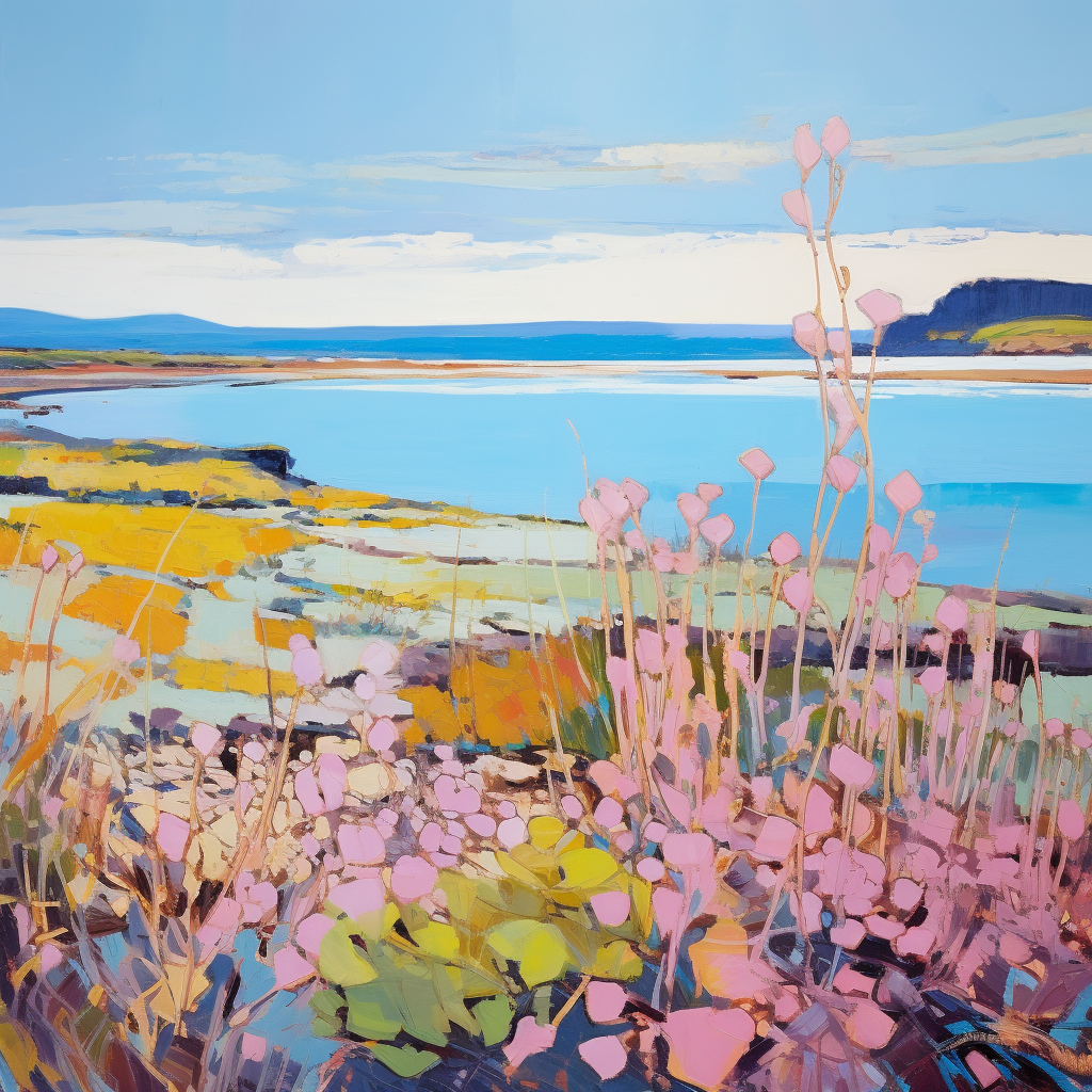 A painting of Dornoch in Scotland.
