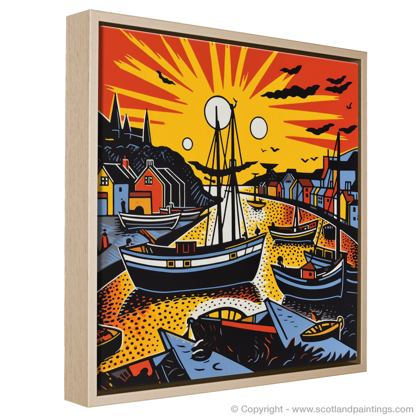 Cullen Harbour at Golden Hour: A Fiery Pop Art Tribute