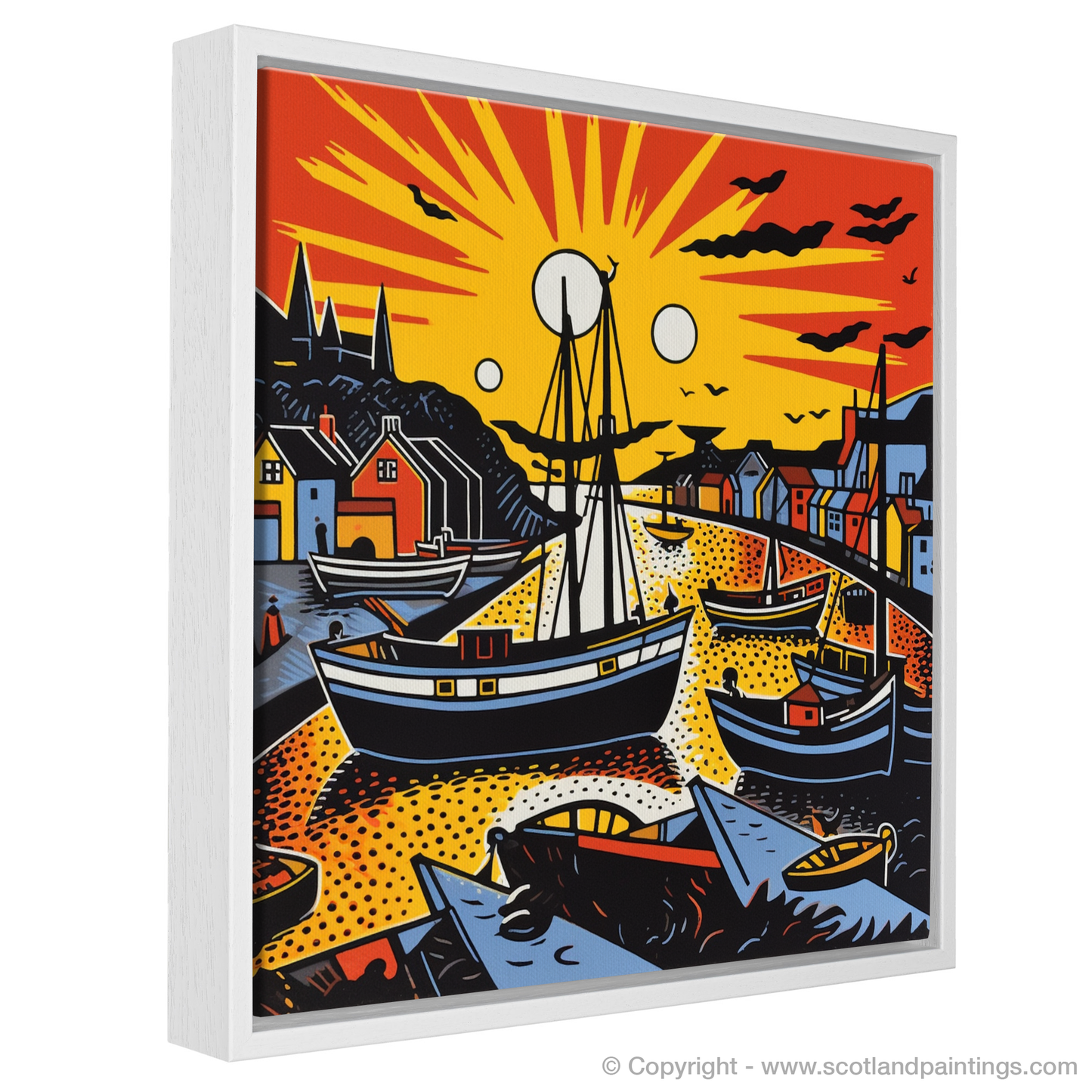 Cullen Harbour at Golden Hour: A Fiery Pop Art Tribute