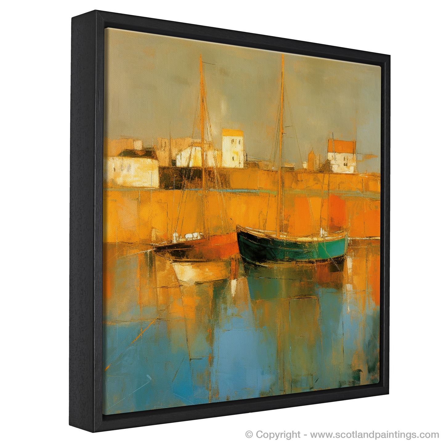 Golden Hour at Port Ellen Harbour: An Abstract Impressionist Homage to Scottish Coastal Charm