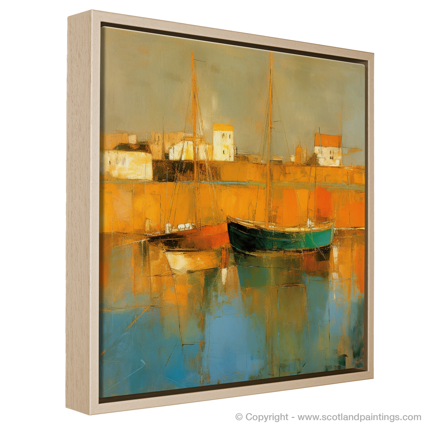 Golden Hour at Port Ellen Harbour: An Abstract Impressionist Homage to Scottish Coastal Charm