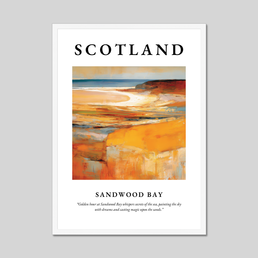 Poster in a white frame with the word Scotland