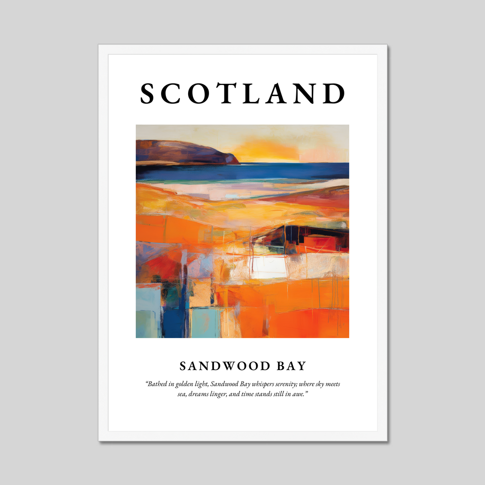 Poster in a white frame with the word Scotland