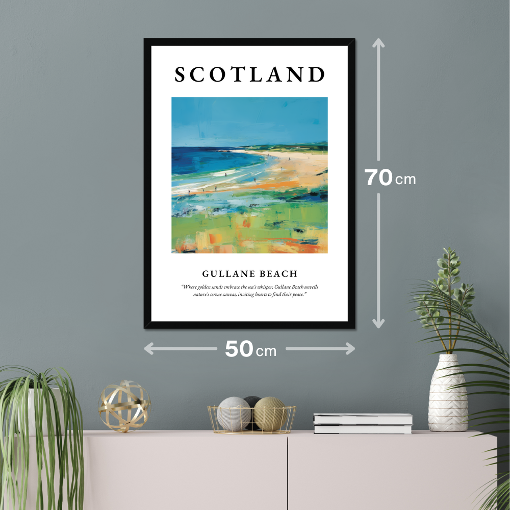 Poster of Gullane Beach hanging on a wall