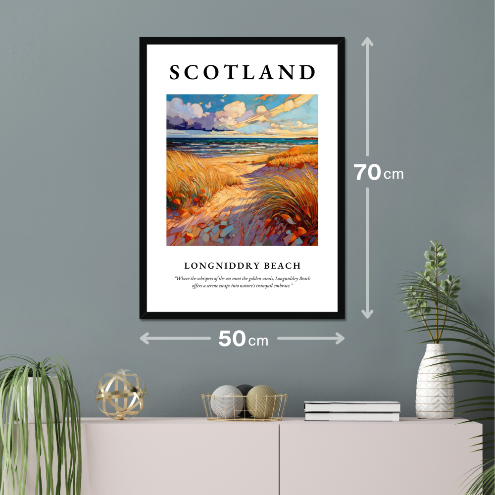 Poster of Longniddry Beach hanging on a wall