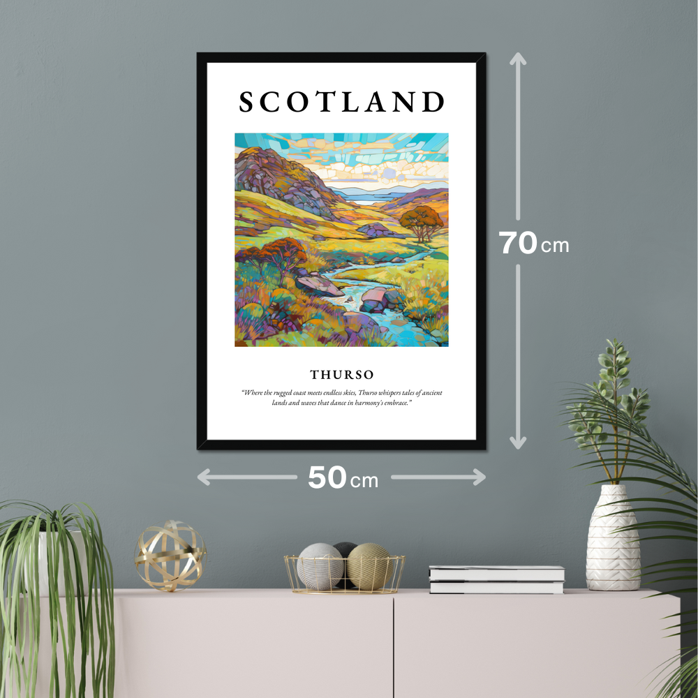 Poster of Thurso hanging on a wall