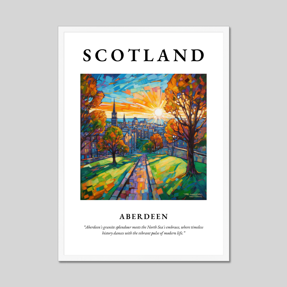 Poster in a white frame with the word Scotland