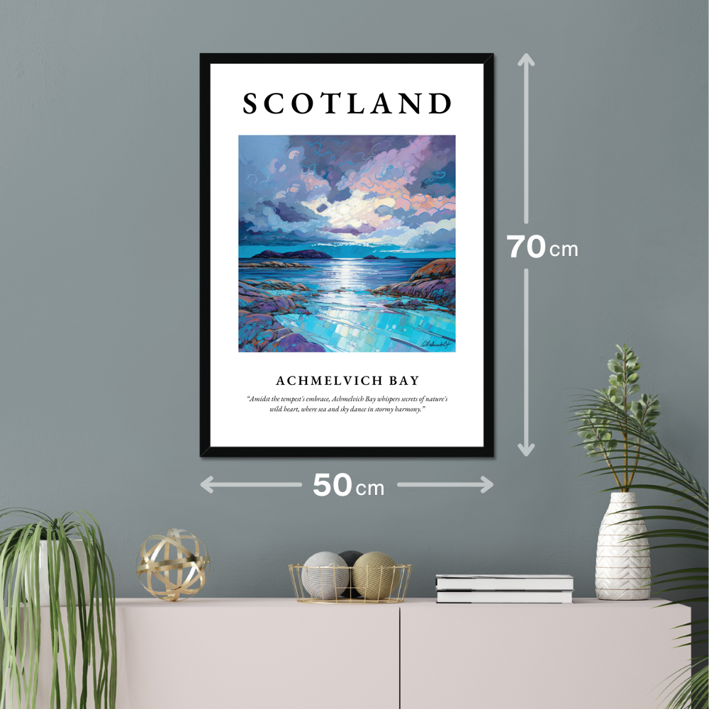 Poster of Achmelvich Bay hanging on a wall