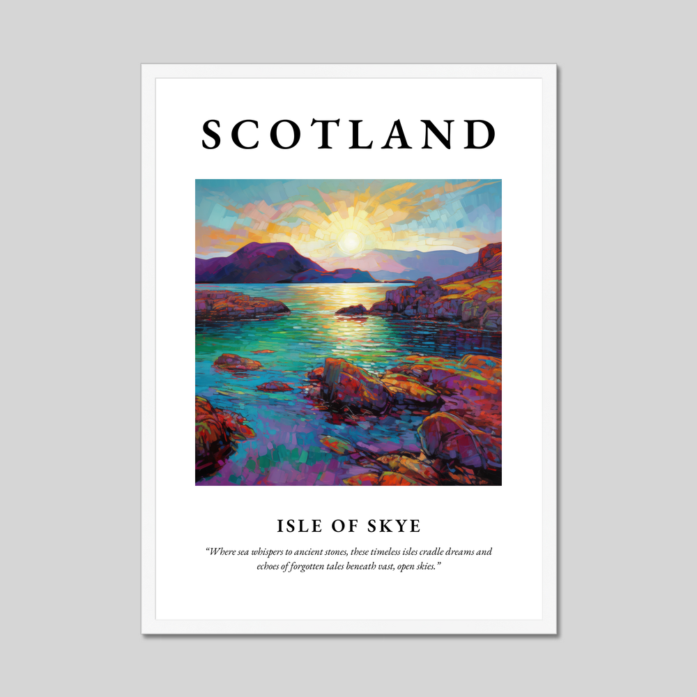 Poster in a white frame with the word Scotland