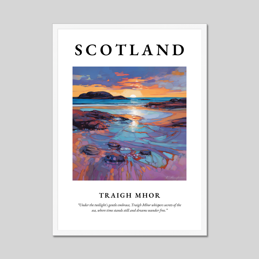 Poster in a white frame with the word Scotland