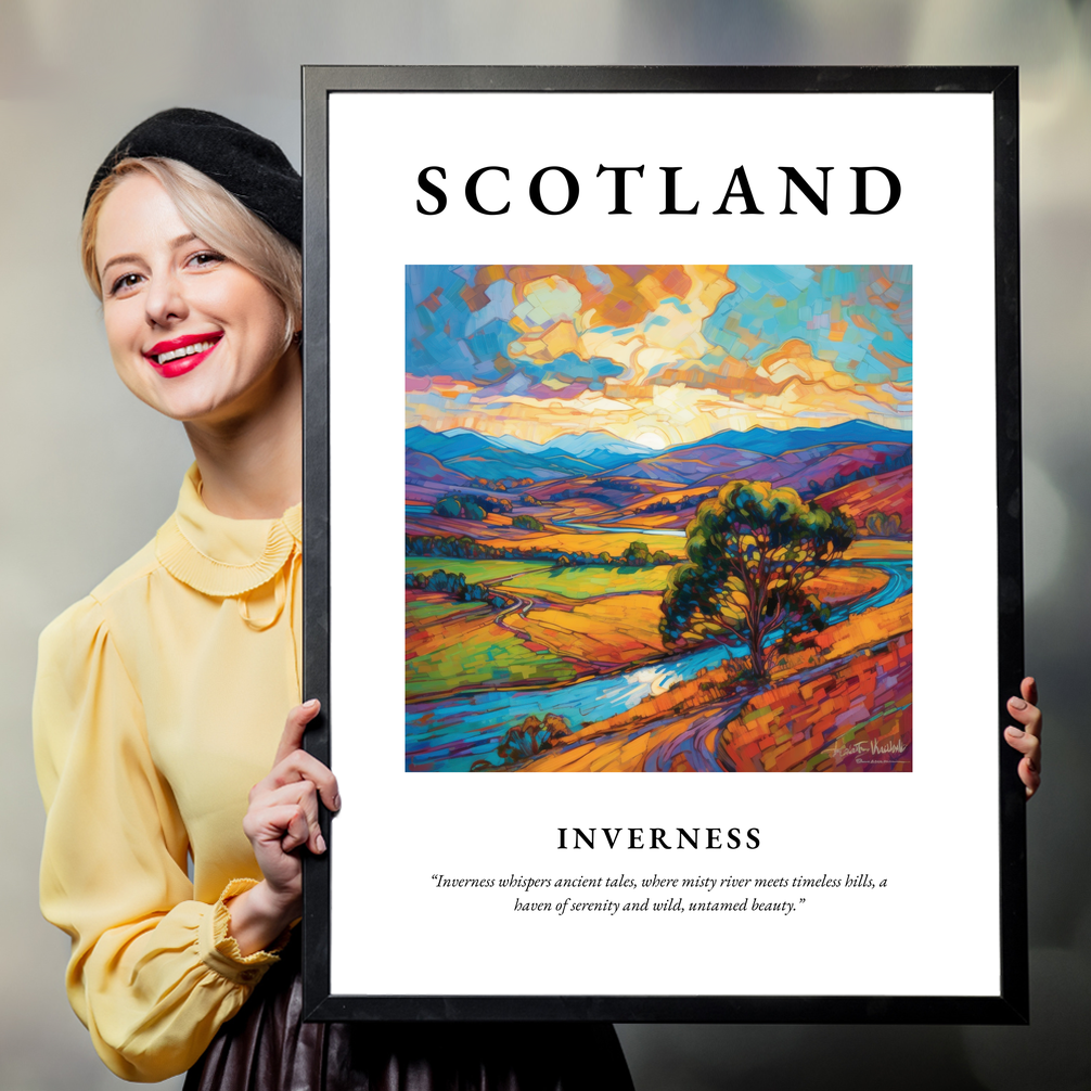 Person holding a poster of Inverness