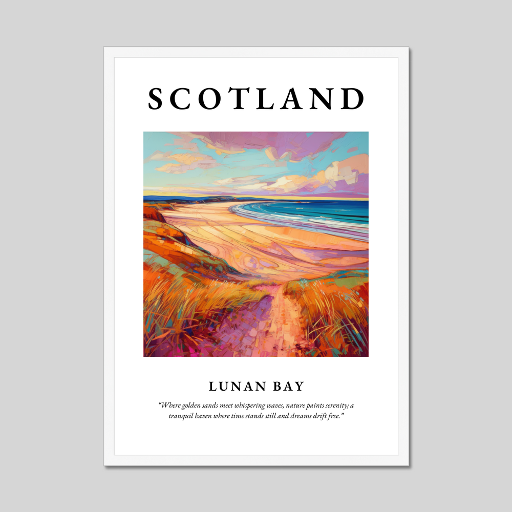 Poster in a white frame with the word Scotland