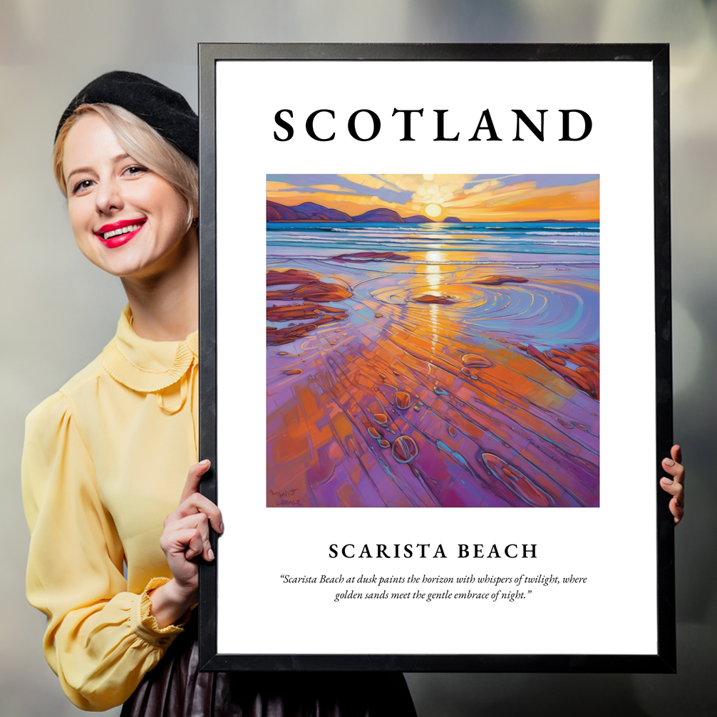 Person holding a poster of Scarista Beach