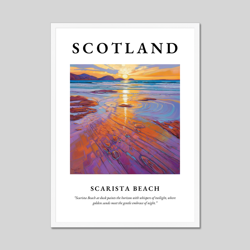 Poster in a white frame with the word Scotland