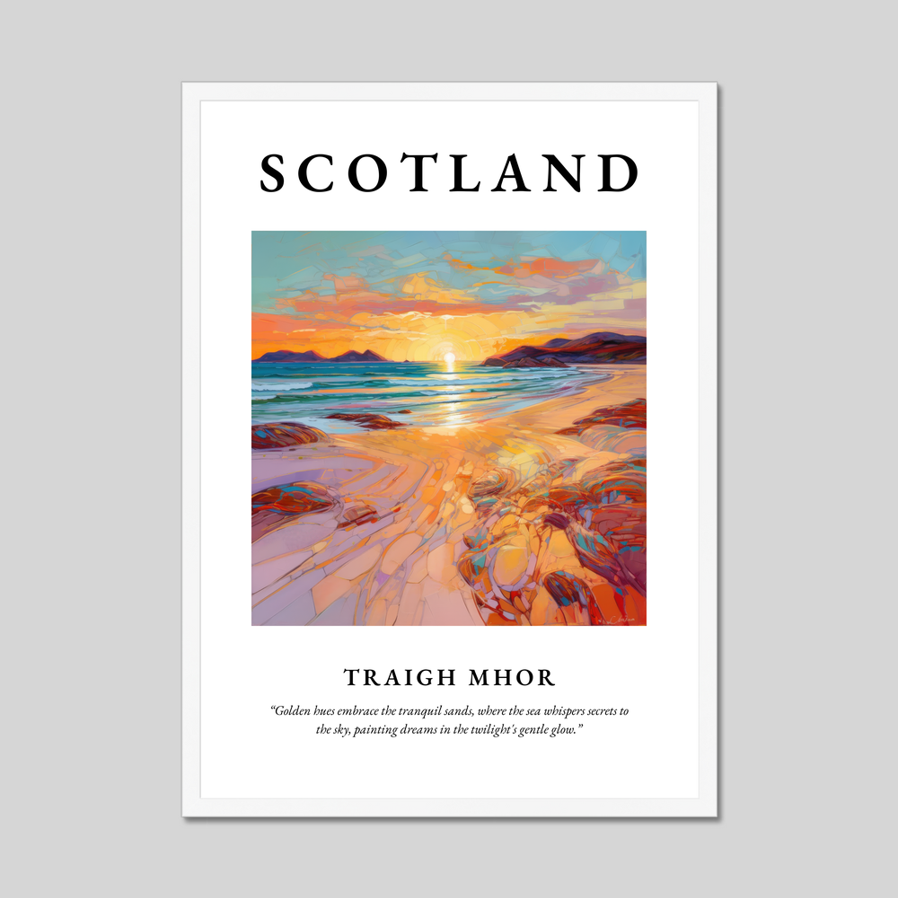 Poster in a white frame with the word Scotland