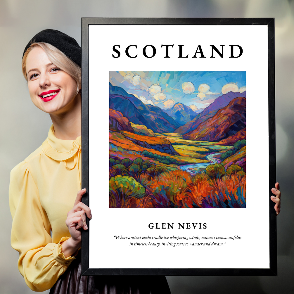 Person holding a poster of Glen Nevis