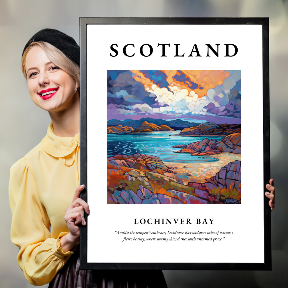 Person holding a poster of Lochinver Bay