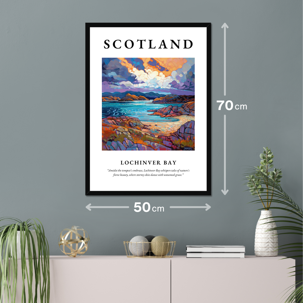 Poster of Lochinver Bay hanging on a wall