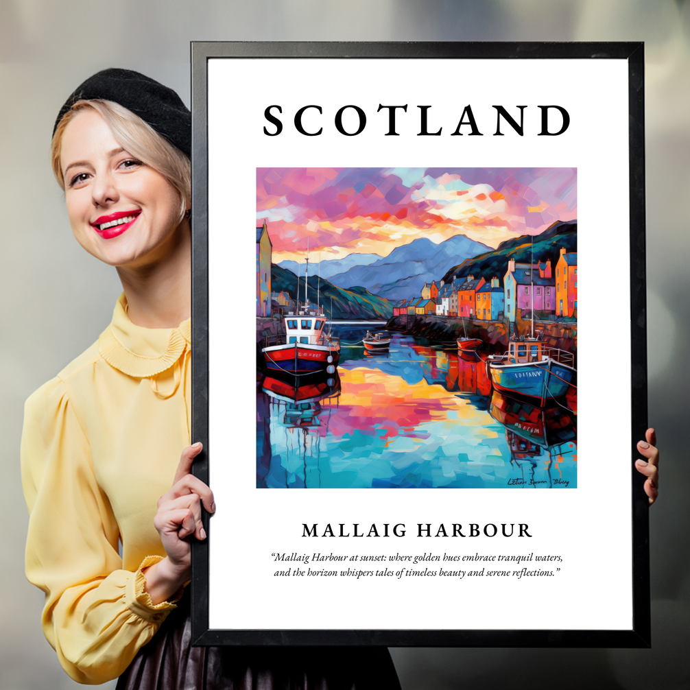 Person holding a poster of Mallaig Harbour