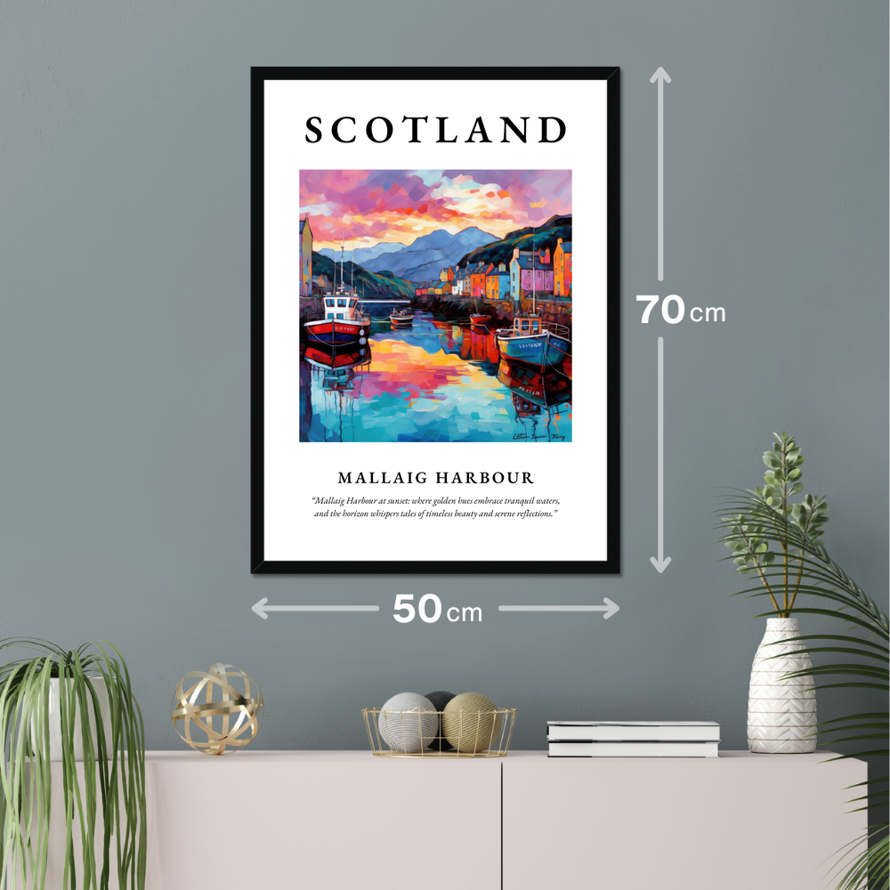 Poster of Mallaig Harbour hanging on a wall