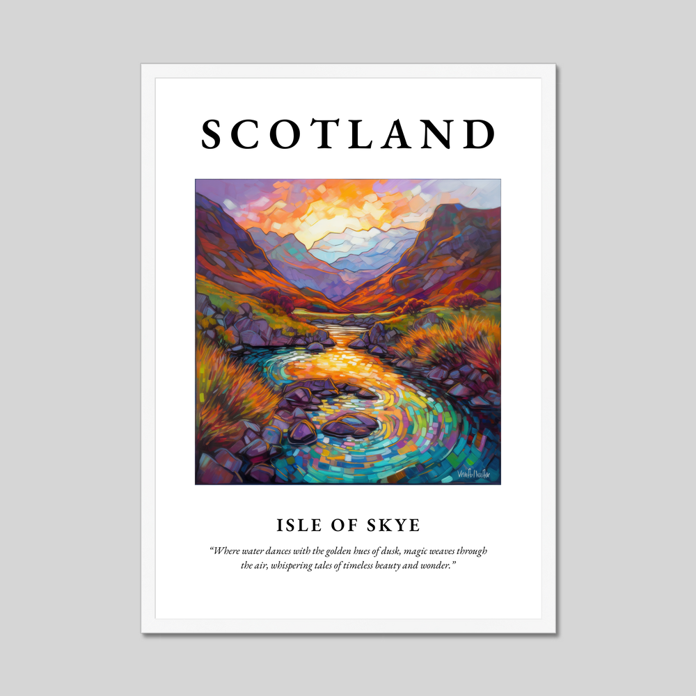 Poster in a white frame with the word Scotland