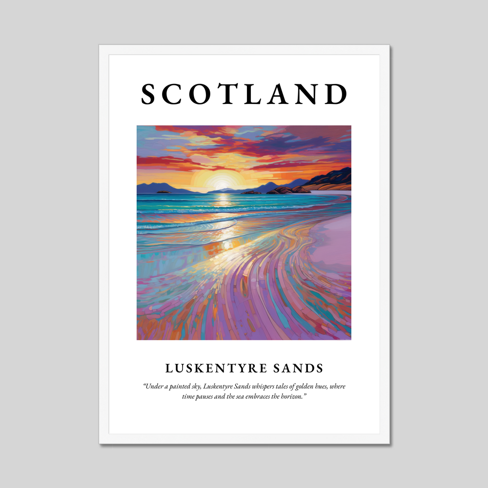 Poster in a white frame with the word Scotland