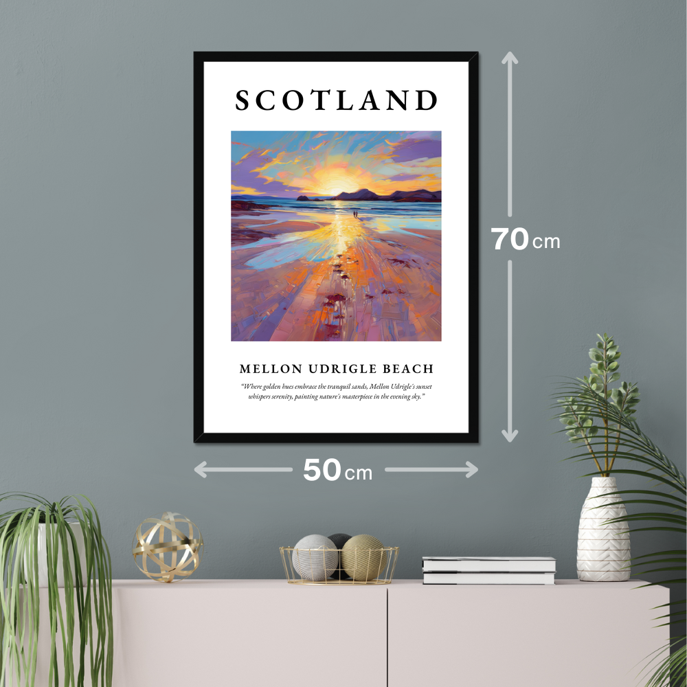 Poster of Mellon Udrigle Beach hanging on a wall