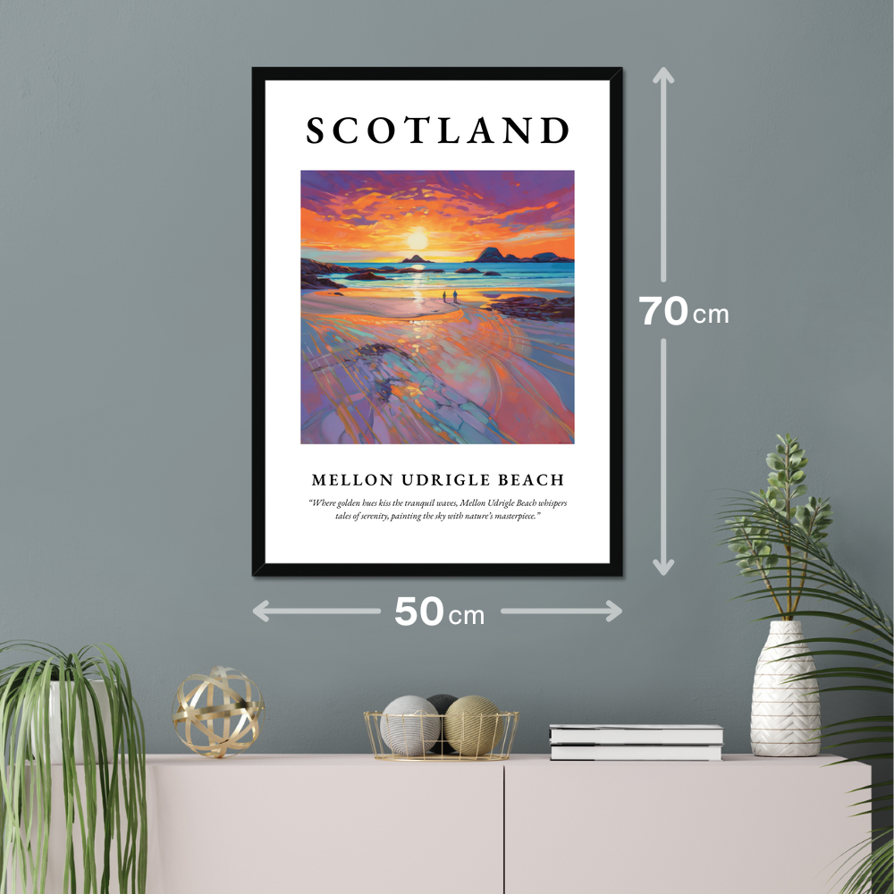 Poster of Mellon Udrigle Beach hanging on a wall