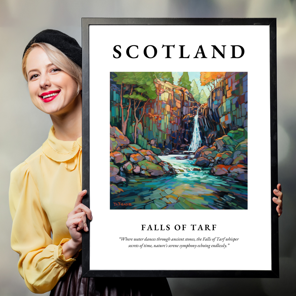 Person holding a poster of Falls of Tarf