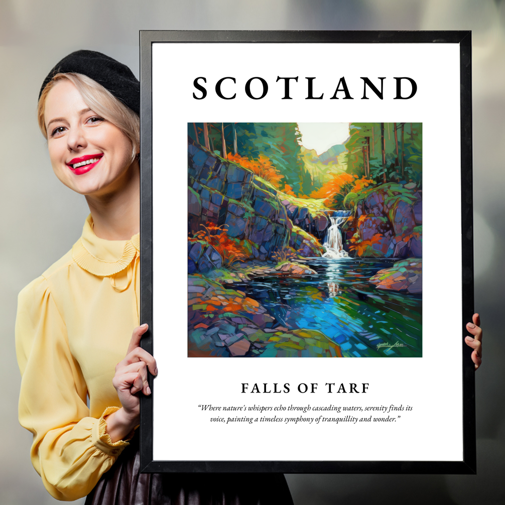 Person holding a poster of Falls of Tarf