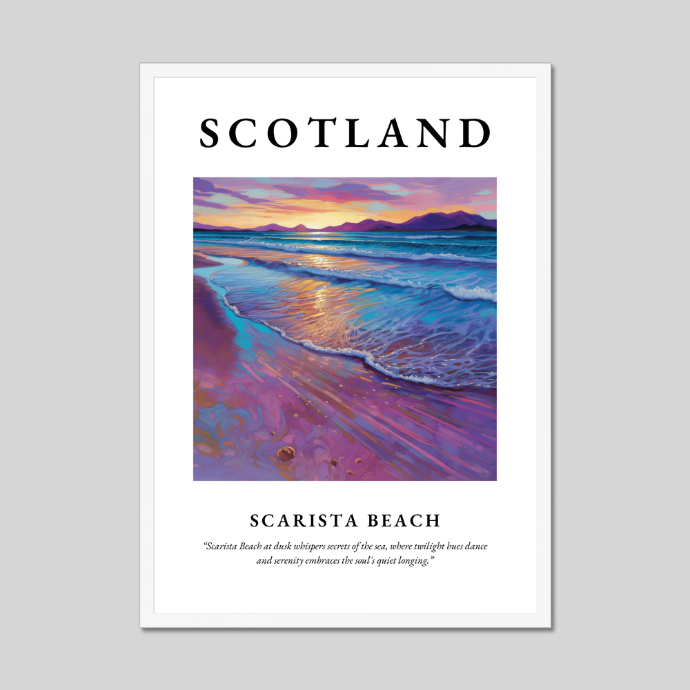 Poster in a white frame with the word Scotland