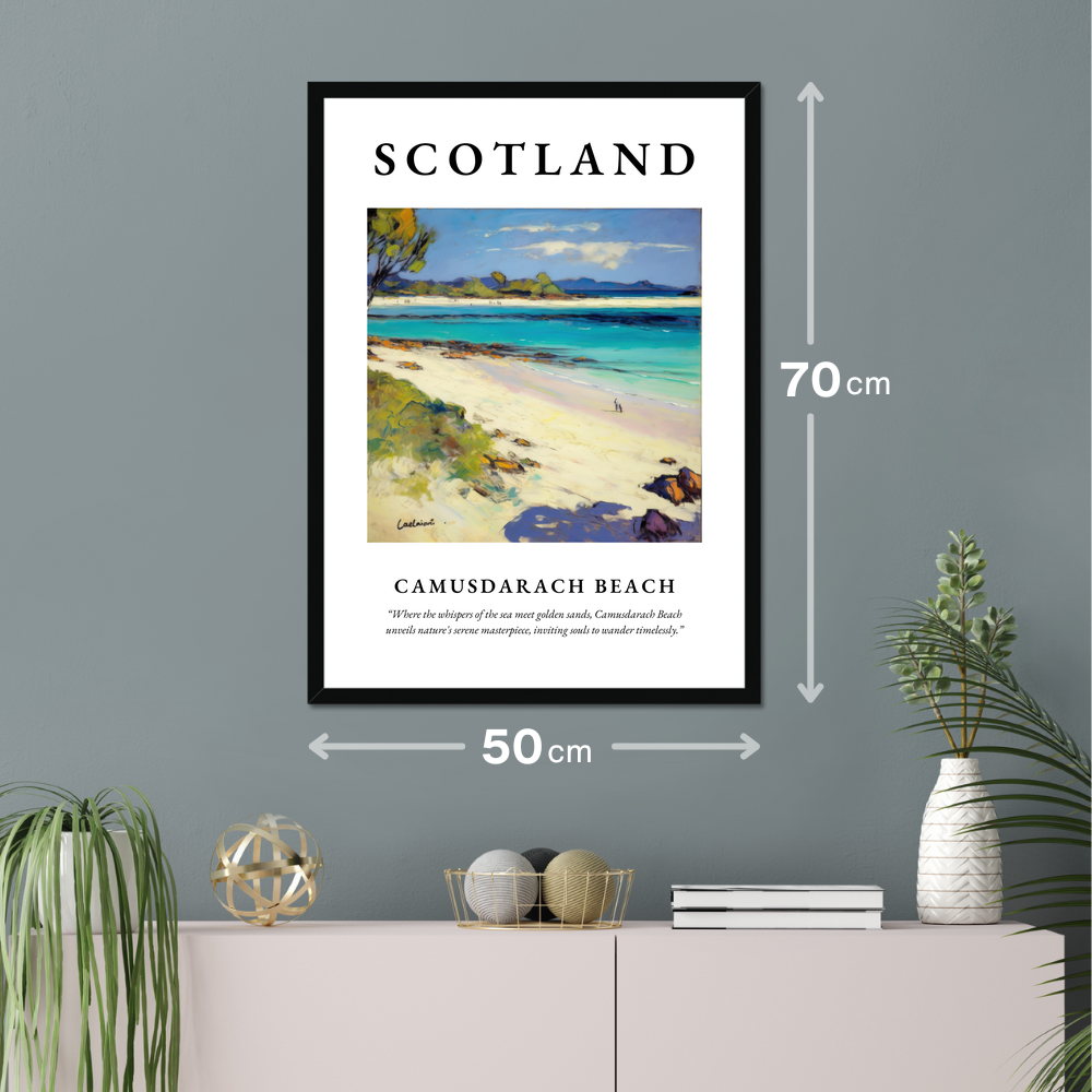 Poster of Camusdarach Beach hanging on a wall