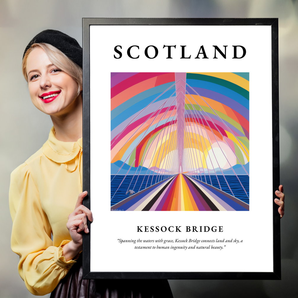 Person holding a poster of Kessock Bridge