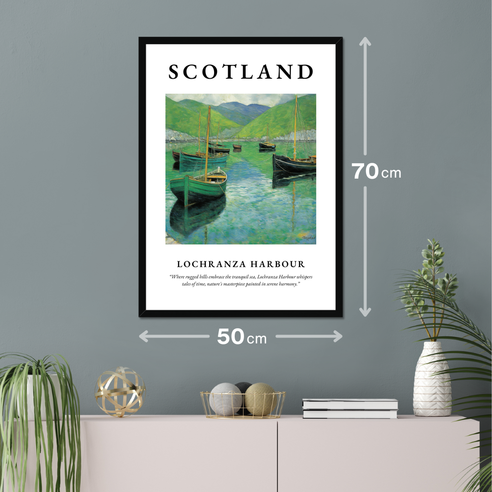 Poster of Lochranza Harbour hanging on a wall