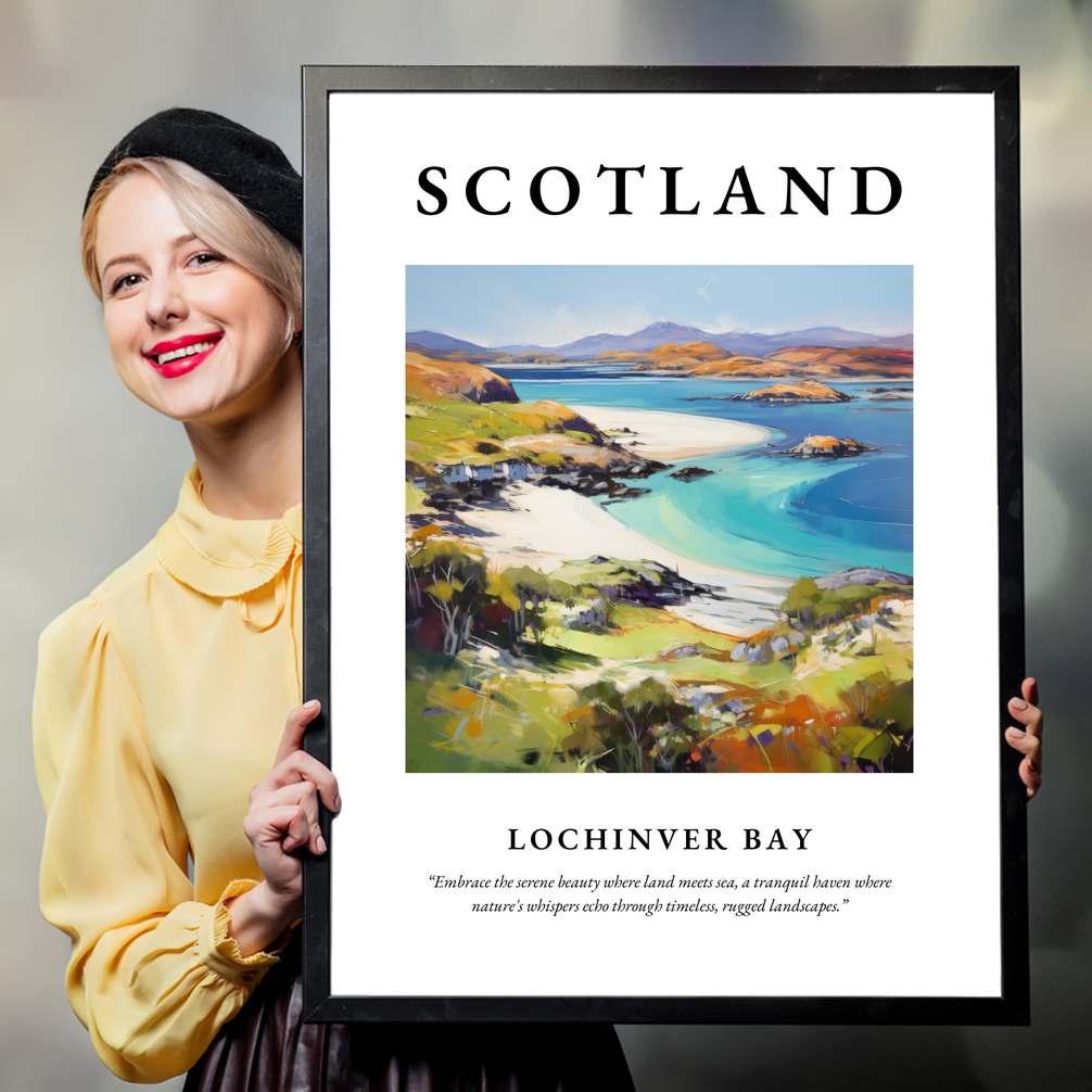 Person holding a poster of Lochinver Bay