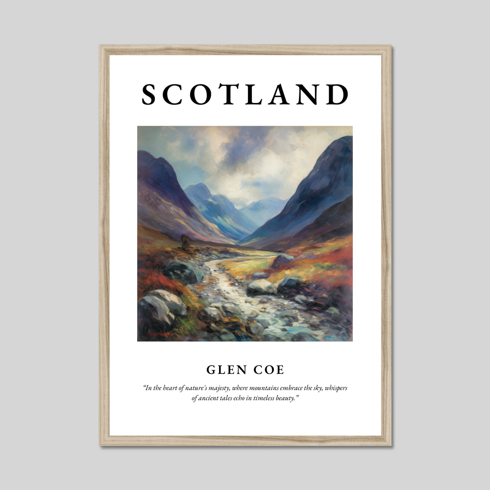 Poster in a natural frame with the word Scotland