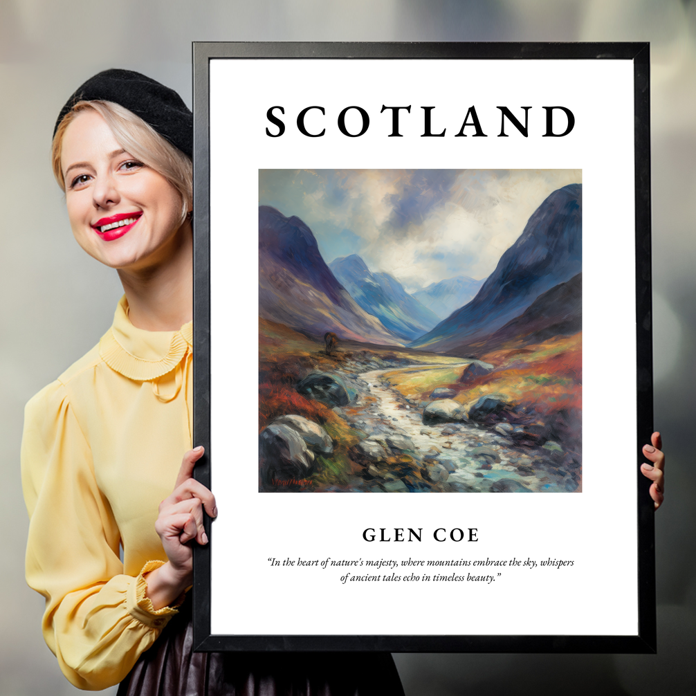 Person holding a poster of Glen Coe