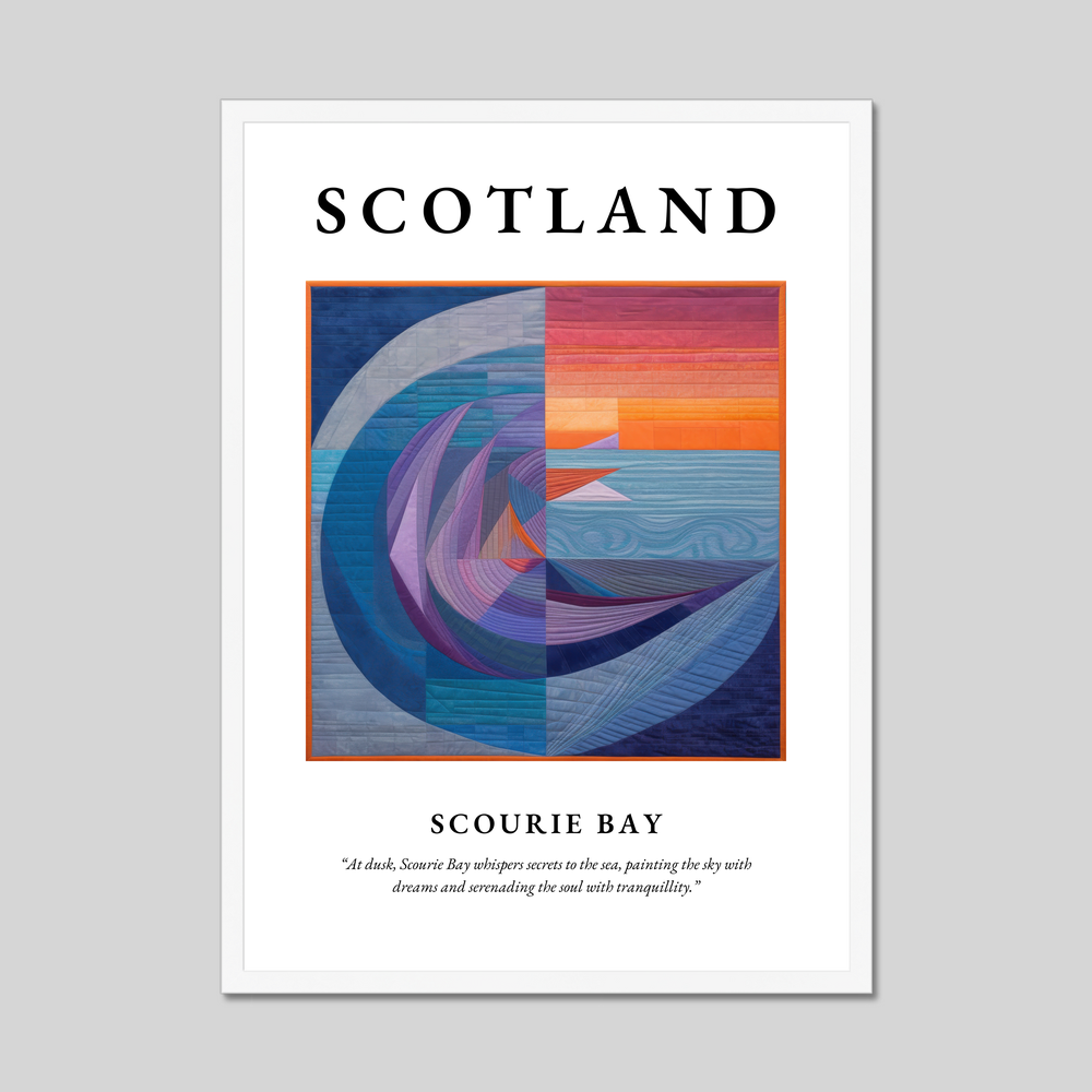 Poster in a white frame with the word Scotland