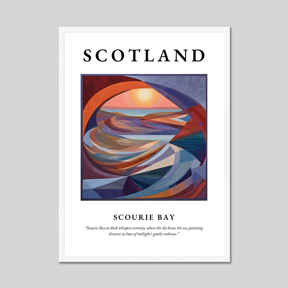 Poster in a white frame with the word Scotland