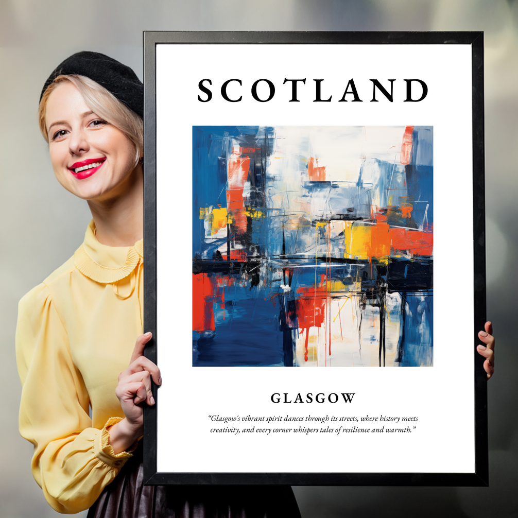 Person holding a poster of Glasgow