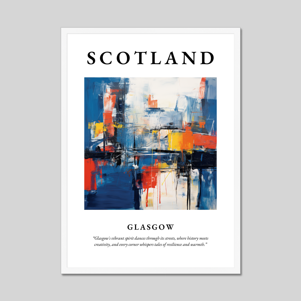 Poster in a white frame with the word Scotland