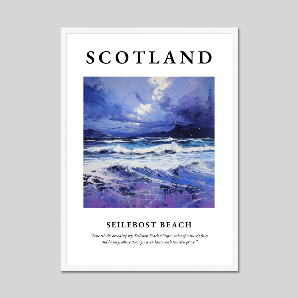 Poster in a white frame with the word Scotland