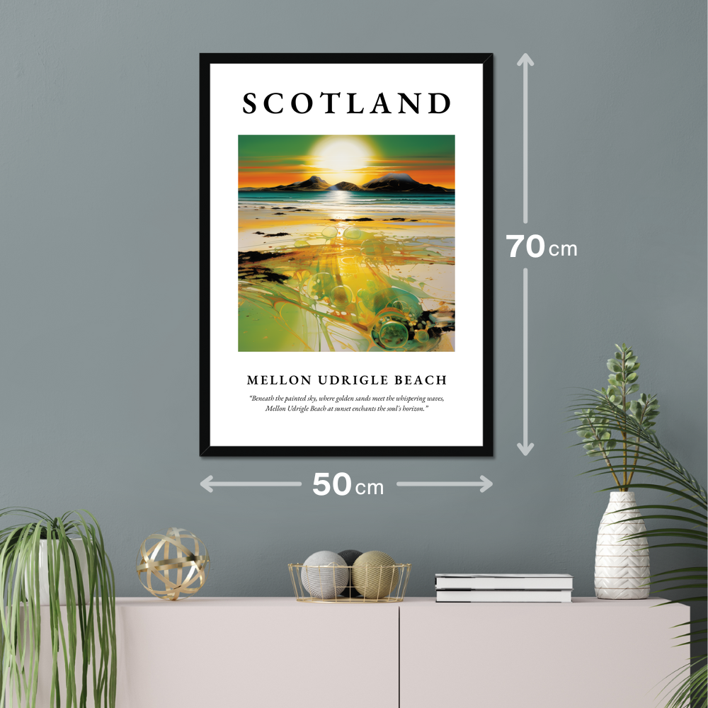 Poster of Mellon Udrigle Beach hanging on a wall