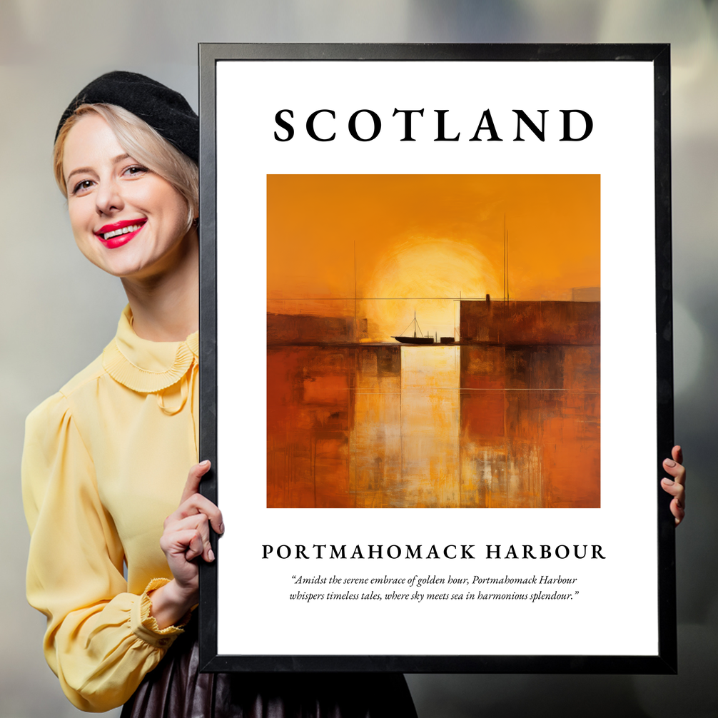 Person holding a poster of Portmahomack Harbour