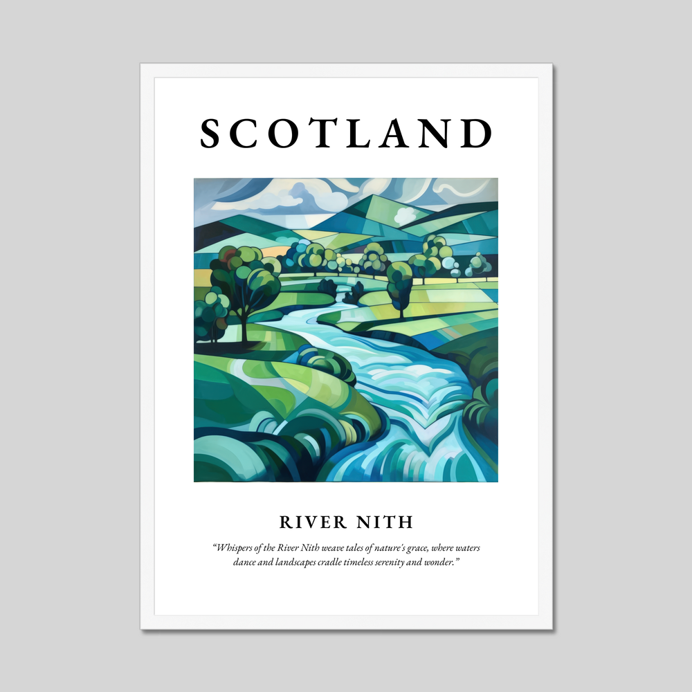 Poster in a white frame with the word Scotland