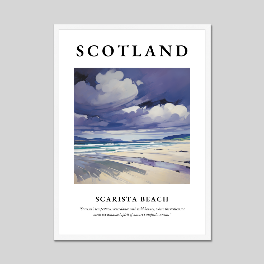 Poster in a white frame with the word Scotland