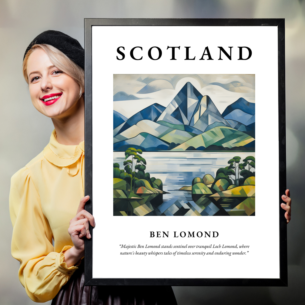 Person holding a poster of Ben Lomond