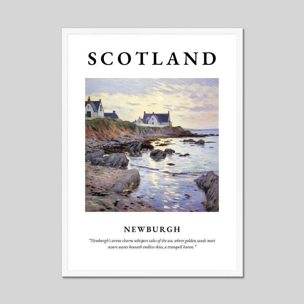 Poster in a white frame with the word Scotland