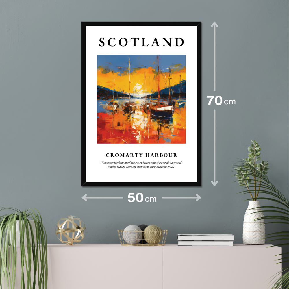 Poster of Cromarty Harbour hanging on a wall