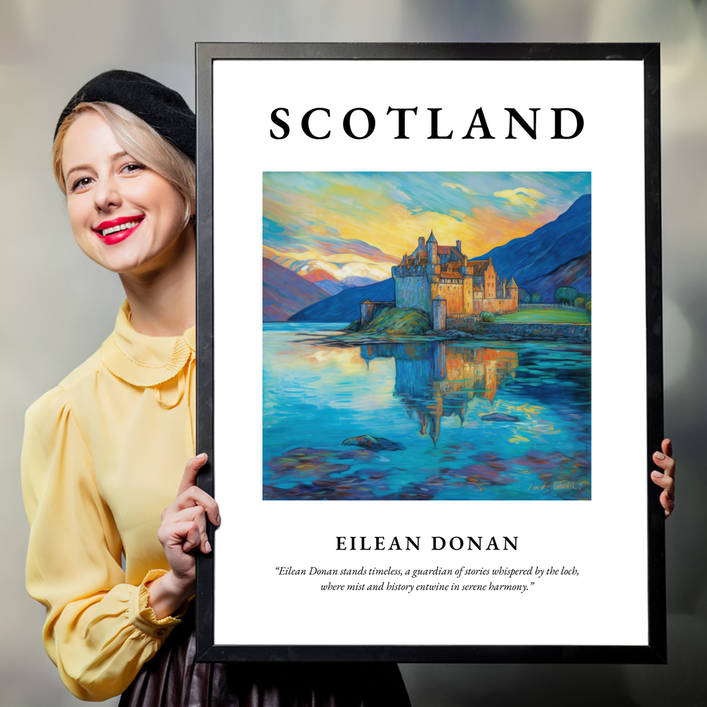 Person holding a poster of Eilean Donan